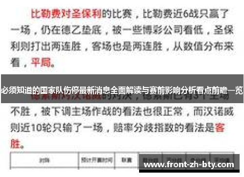 必须知道的国家队伤停最新消息全面解读与赛前影响分析看点前瞻一览 必须知道的国家队伤停最新消息全面解读与赛前影响分析看点前瞻一览
